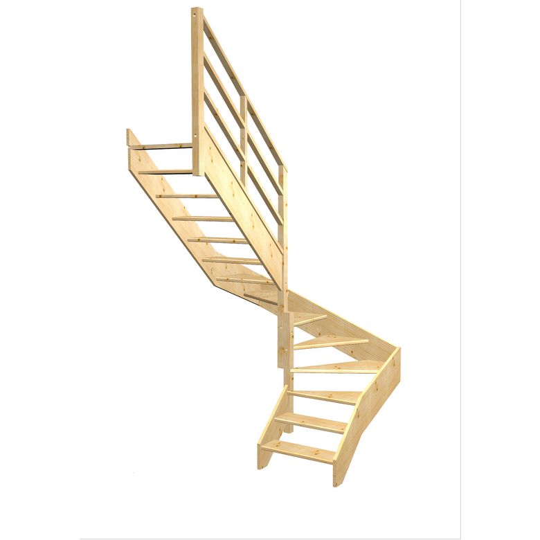 Escalier Aria double quart tournant intermédiaire rampe Eden