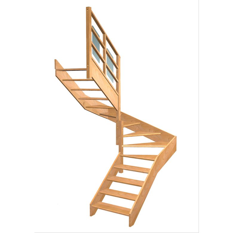 Escalier Aria double quart tournant intermédiaire rampe Eden