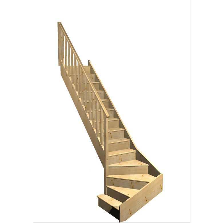 Escalier Faubourg quart tournant bas marche débordante rampe Idéal