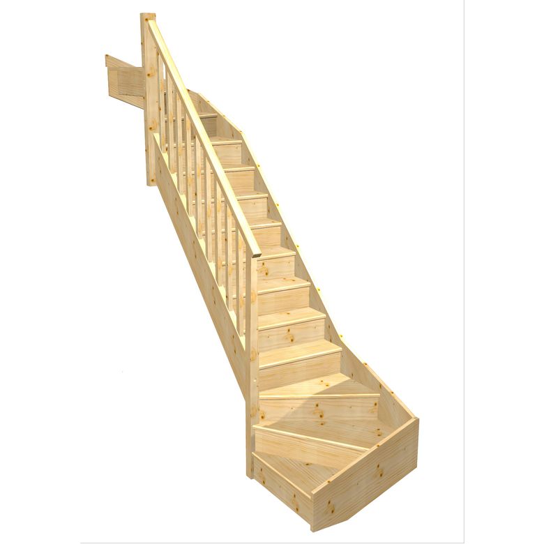 Escalier Faubourg 2/4 t. haut et bas Sapin Idéal  h.274 R.85 Gauche Main Image