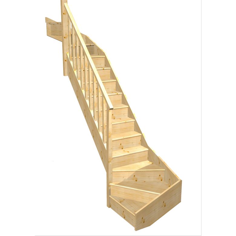 Escalier Faubourg 2/4 t. haut et bas Sapin Idéal  h.286 R.85 Gauche Main Image