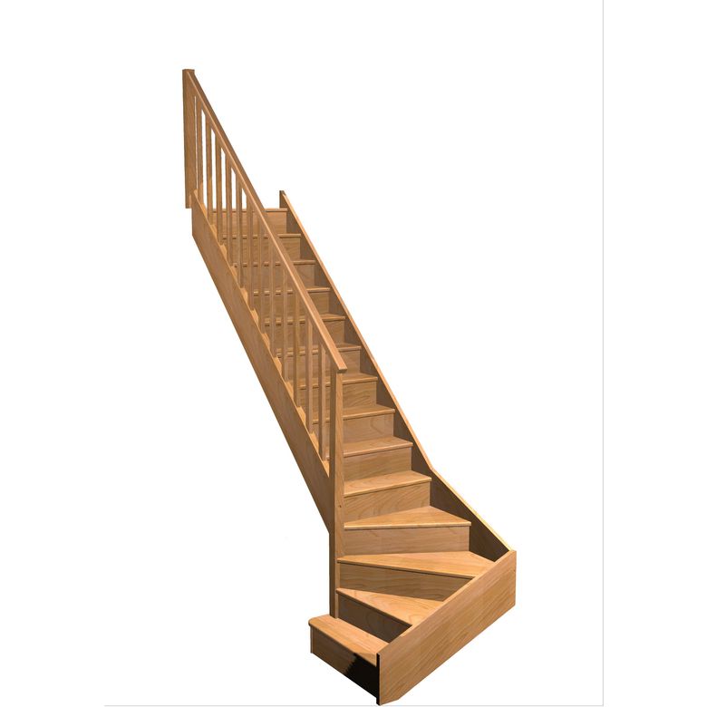 Escalier Faubourg quart tournant bas marche débordante rampe Idéal