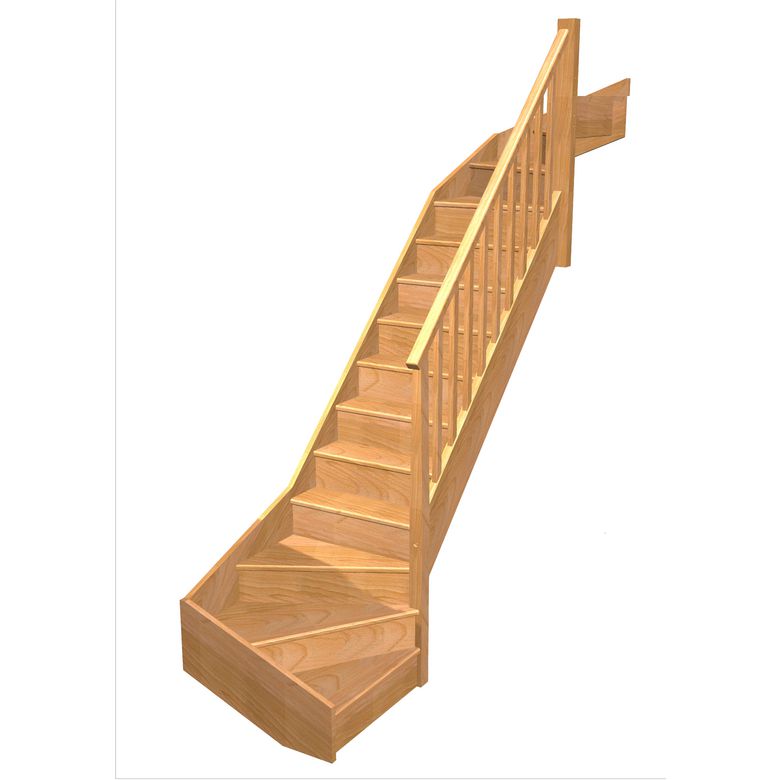 Escalier Faubourg double quart tournant haut & bas rampe Idéal