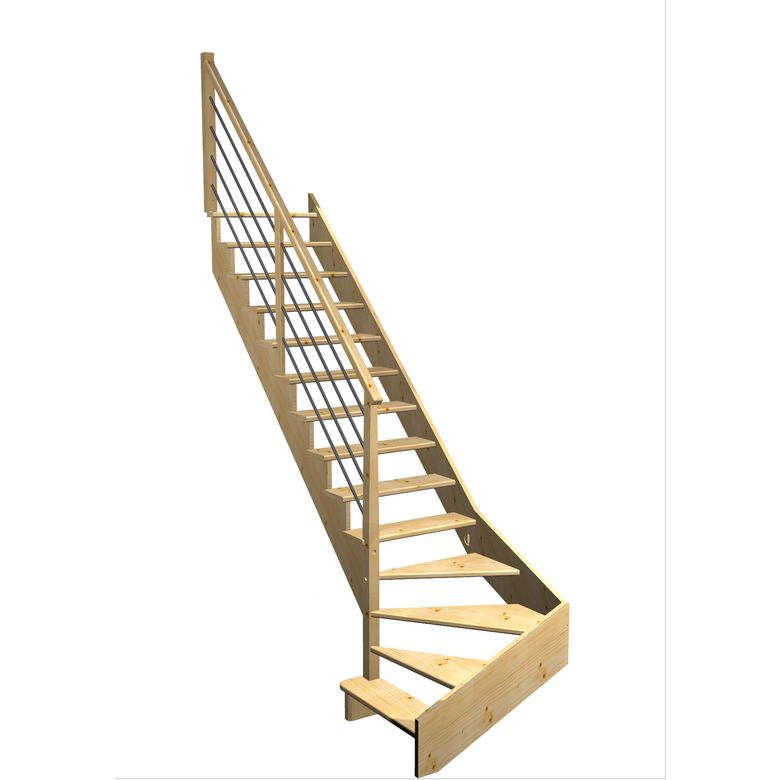 Escalier Ouessant 1/4 t. bas déb. Sapin Rég. TP  h.286 R.280 Gauche Main Image