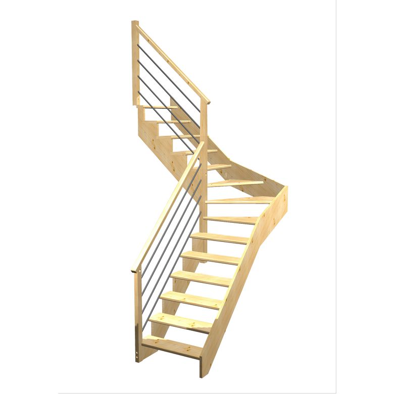 Escalier Ouessant 1/4 t. inter Sapin Rég. TP  h.274 R.176 Gauche Main Image