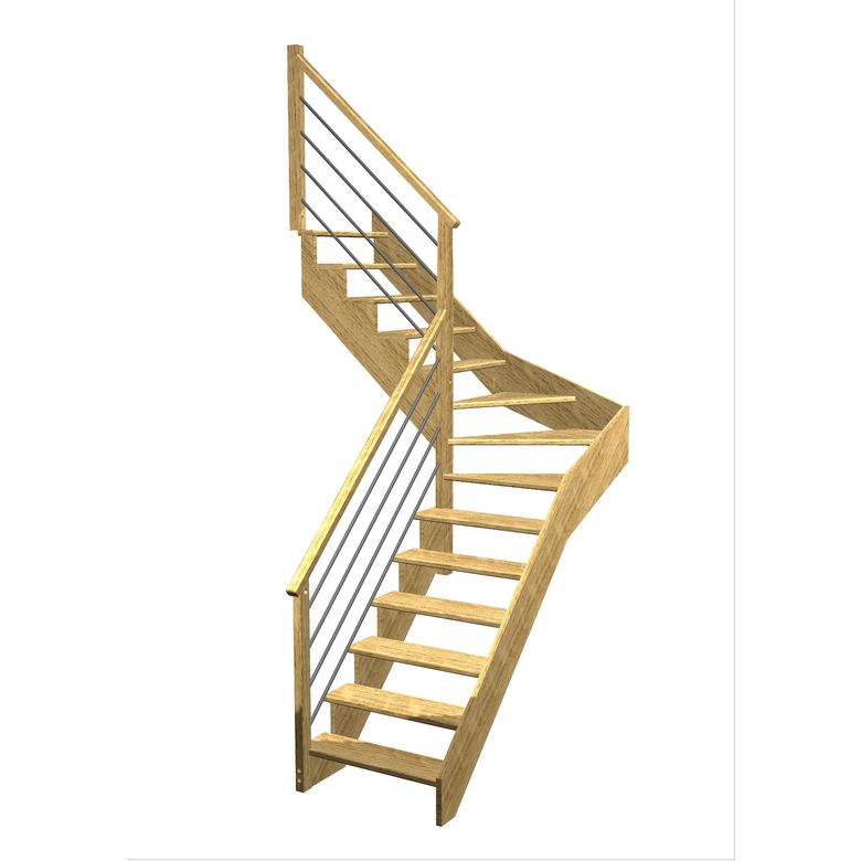 Escalier Ouessant quart tournant intermédiaire rampe Régate tubes acier