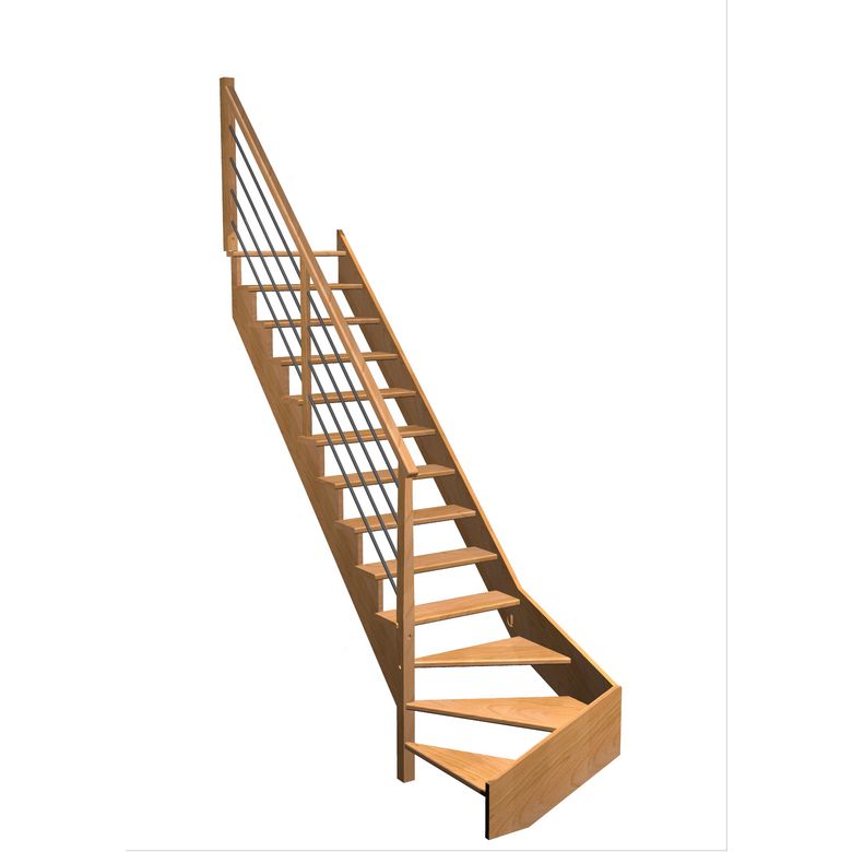 Escalier Ouessant quart tournant bas rampe Régate tubes acier