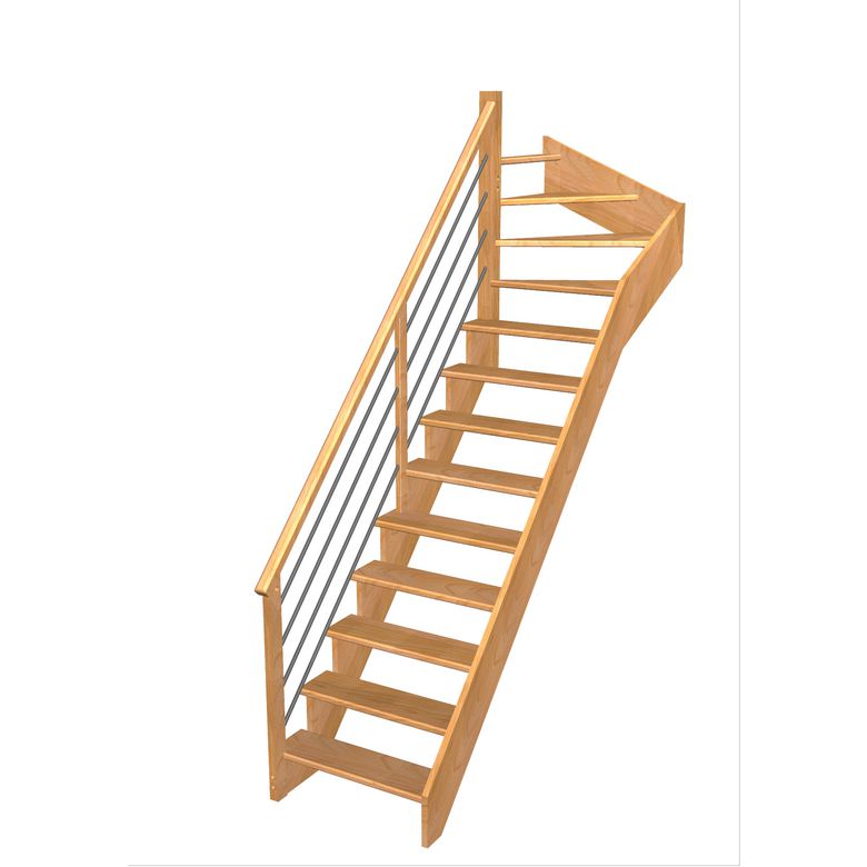 Escalier Ouessant quart tournant haut rampe Régate tubes acier