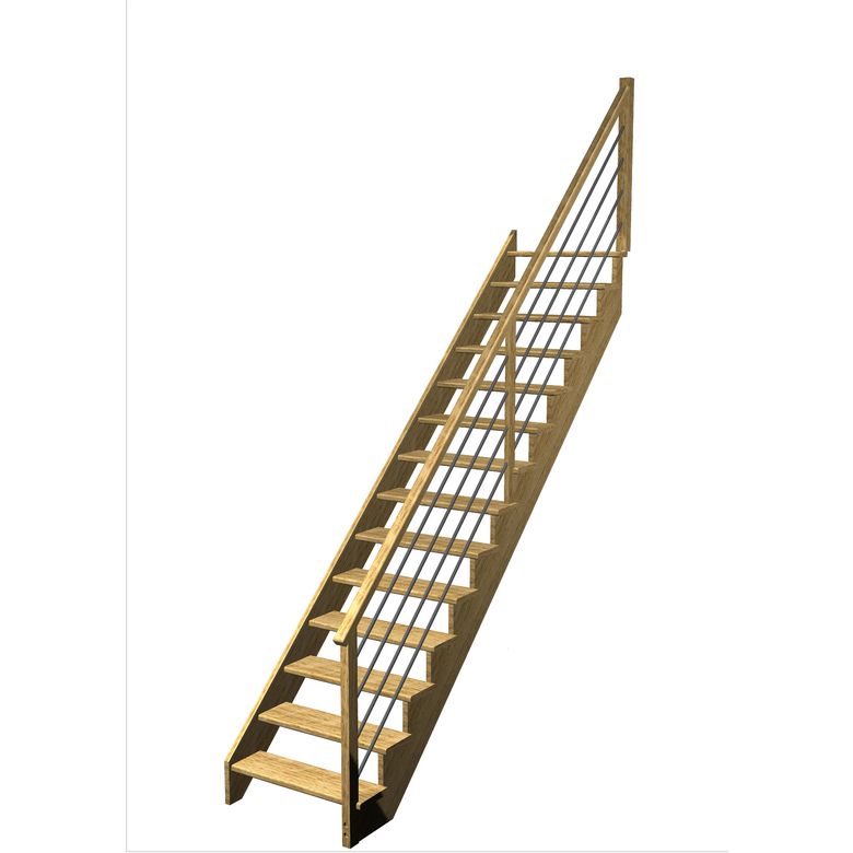 Escalier Ouessant droit rampe Régate tubes acier