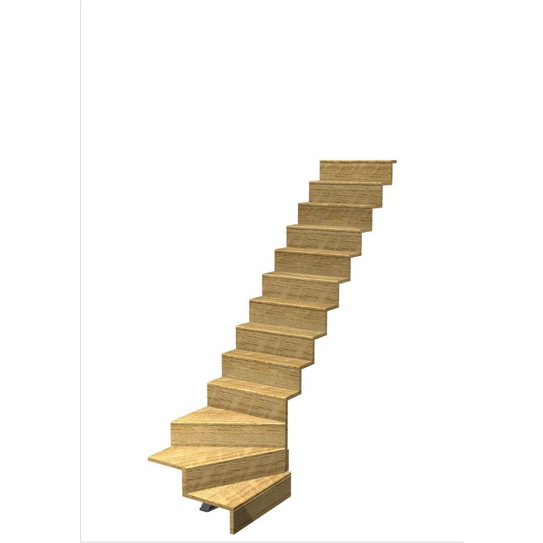 Escalier Jazz 1/4 t. bas Chêne S/Rampe  h.273 R.280 Droite Main Image
