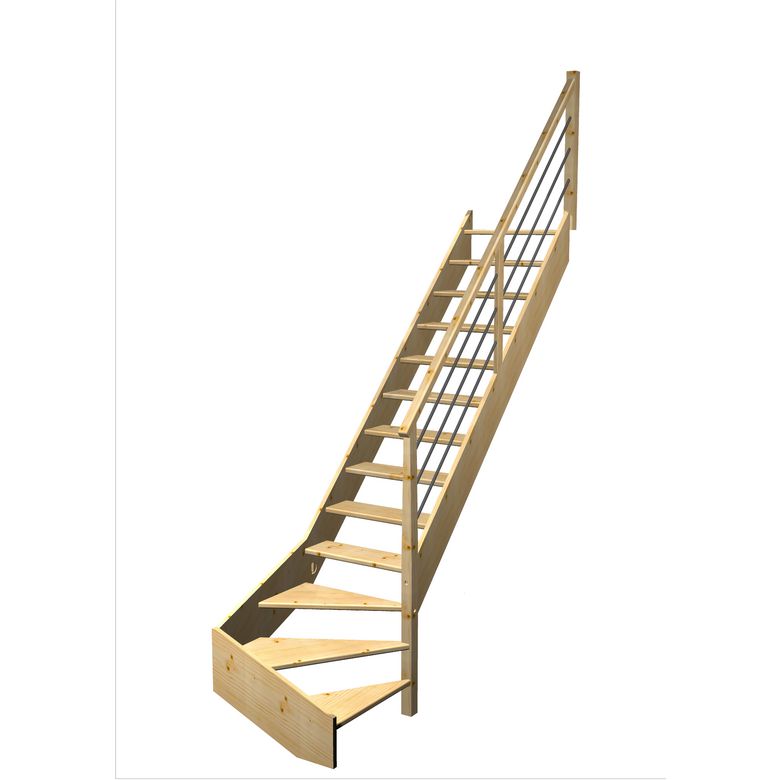 Escalier Aria quart tournant bas rampe Régate tubes inox