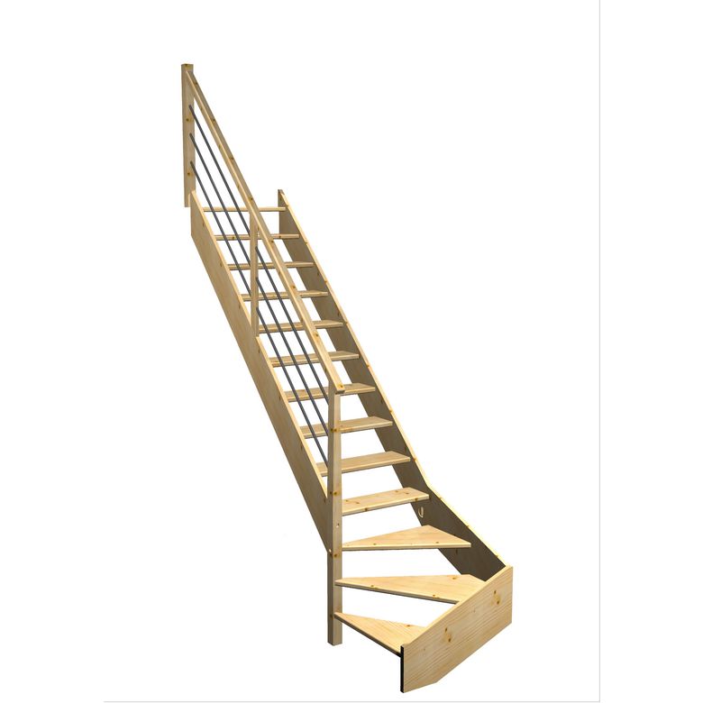 Escalier Aria 1/4 t. bas Sapin Rég. TI  h.274 R.280 Gauche Main Image