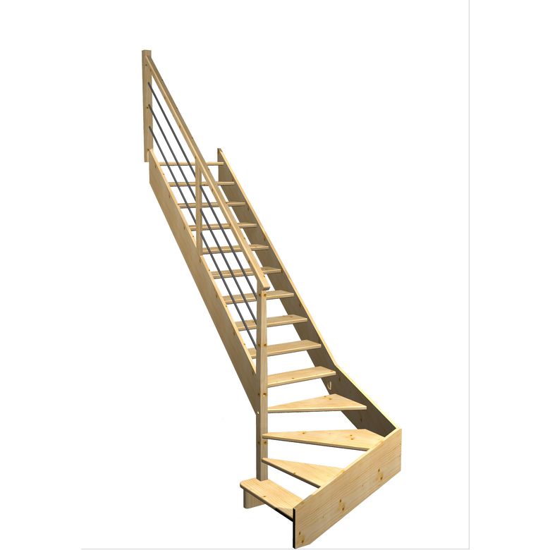 Escalier Aria 1/4 t. bas déb. Sapin Rég. TP  h.274 R.280 Gauche Main Image