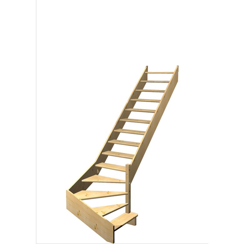 Escalier Aria quart tournant bas marche débordante sans rampe