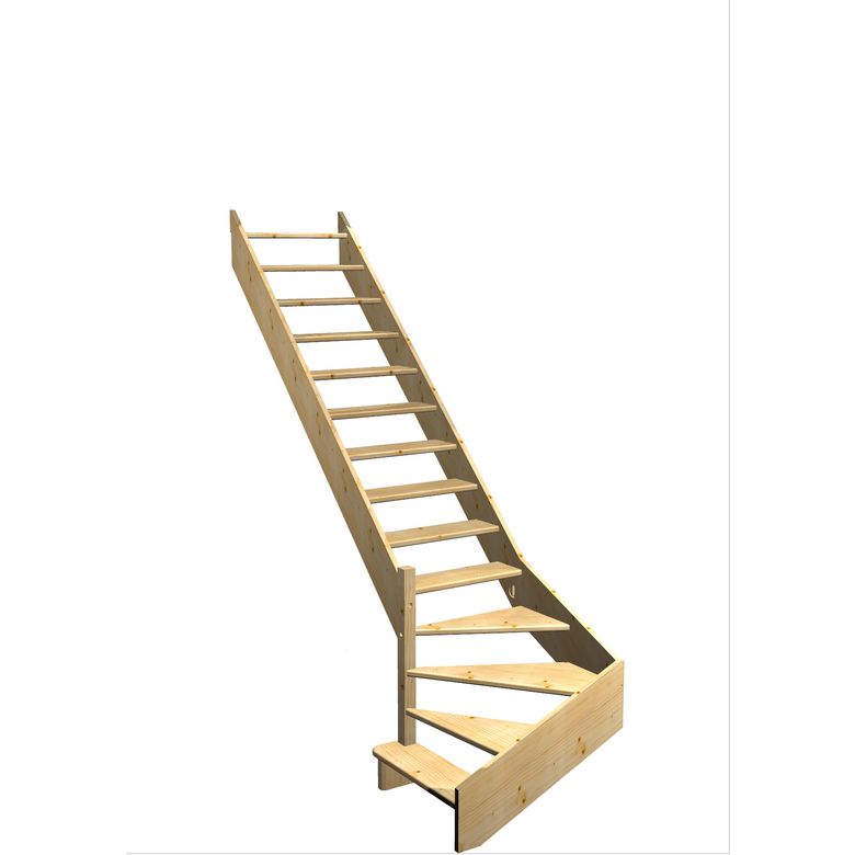 Escalier Aria quart tournant bas marche débordante sans rampe