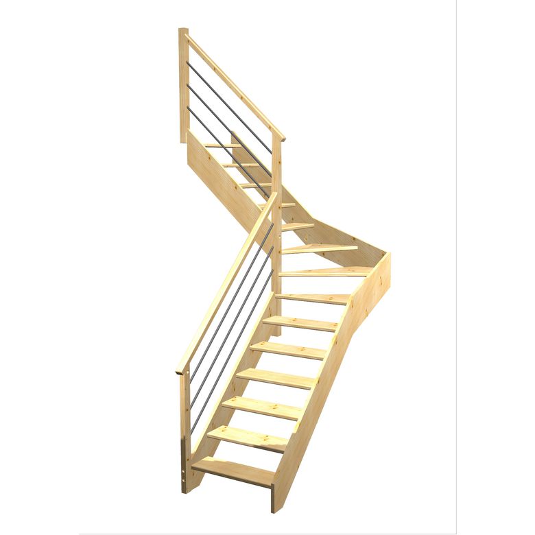 Escalier Aria 1/4 t. inter Sapin Rég. TI  h.274 R.176 Gauche Main Image