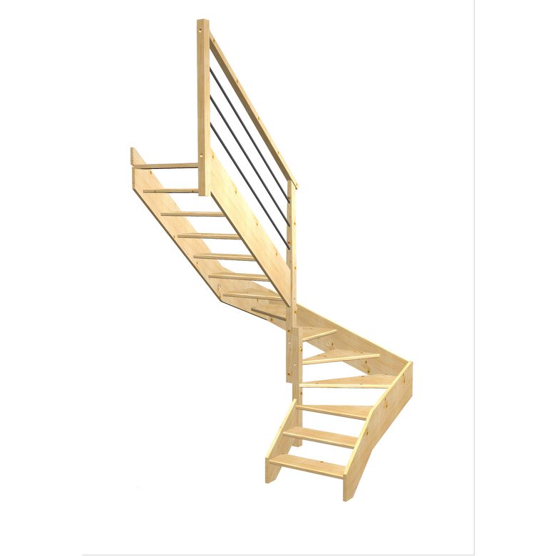 Escalier Aria 2/4 t. inter Sapin Rég. TP  h.274 R.199 Gauche Main Image