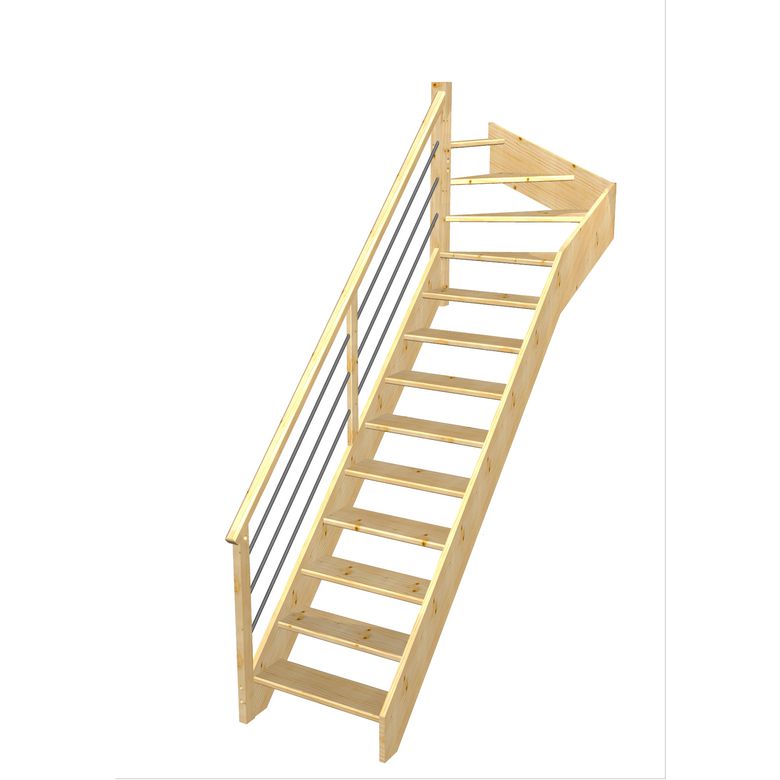 Escalier Aria 1/4 t. haut Sapin Rég. TI  h.274 R.85 Gauche Main Image