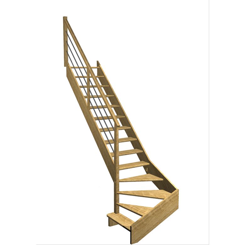 Escalier Aria quart tournant bas marche débordante rampe Régate tubes inox