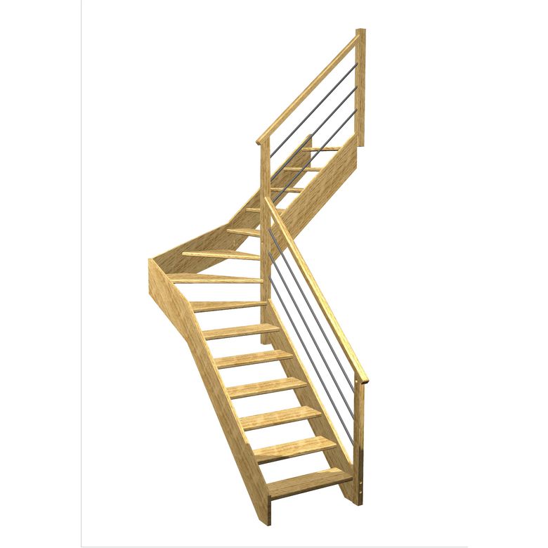 Escalier Aria quart tournant intermédiaire rampe Régate tubes inox