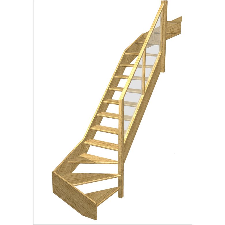 Escalier Aria double quart tournant haut & bas rampe Emerence