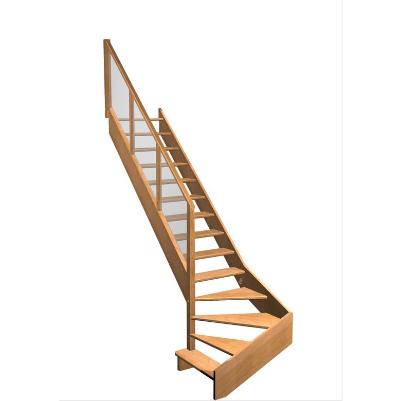 Escalier Aria 1/4 t. bas déb. Hêtre Emerence  h.274 R.280 Gauche Main Image