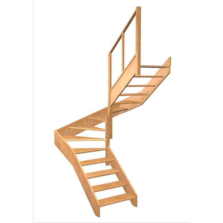 Escalier Aria double quart tournant intermédiaire rampe Emerence