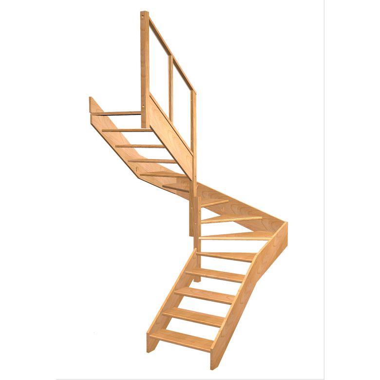 Escalier Aria 2/4 t. inter Hêtre Emerence  h.274 R.180 Gauche Main Image