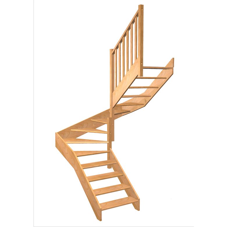 Escalier Aria 2/4 t. inter Hêtre S/Rampe h.274 R.180 Droite Main Image