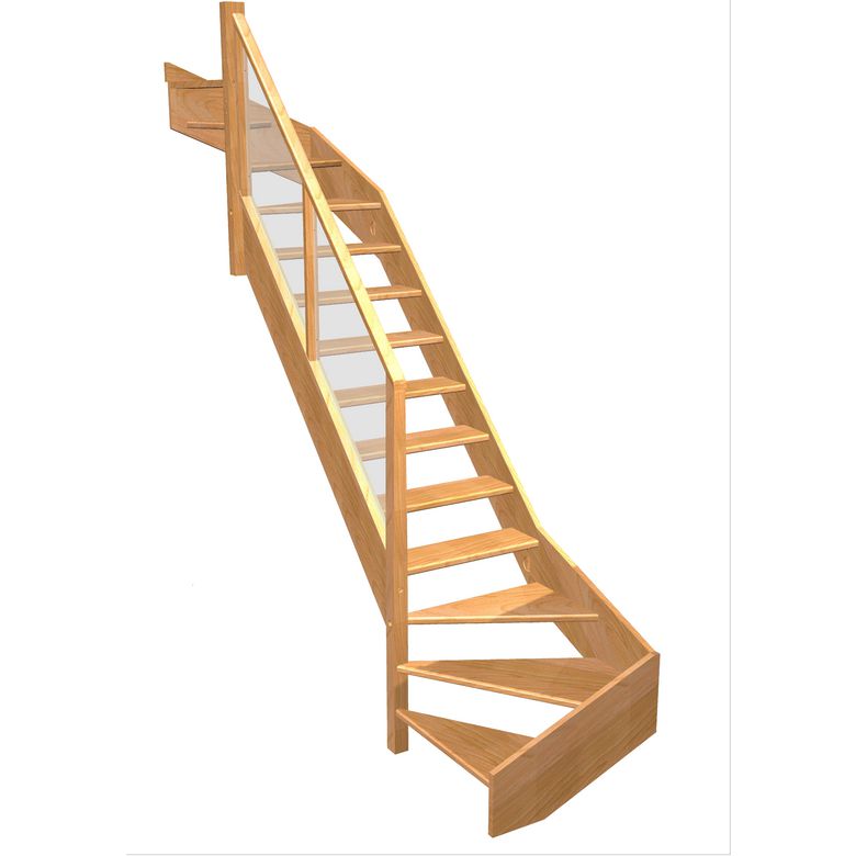 Escalier Aria double quart tournant haut & bas rampe Emerence
