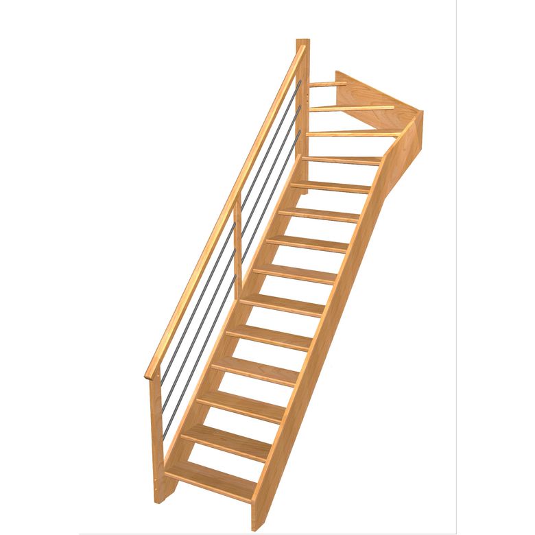 Escalier Aria quart tournant haut rampe Régate tubes inox