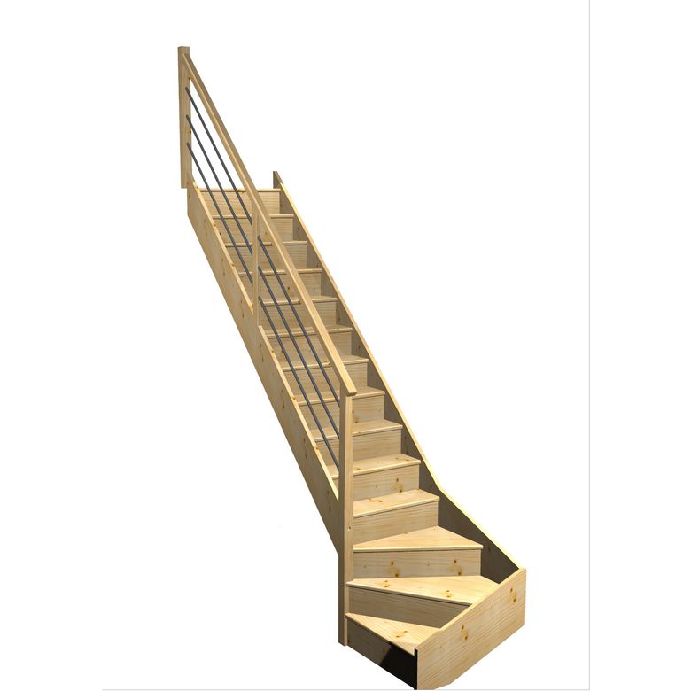 Escalier Faubourg quart tournant bas rampe Régate tubes acier