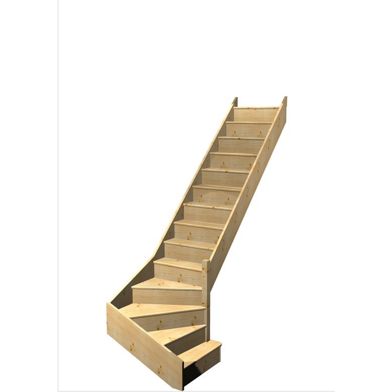 Escalier Faubourg 1/4 t. bas déb. Sapin S/Rampe h.286 R.280 Droite Main Image