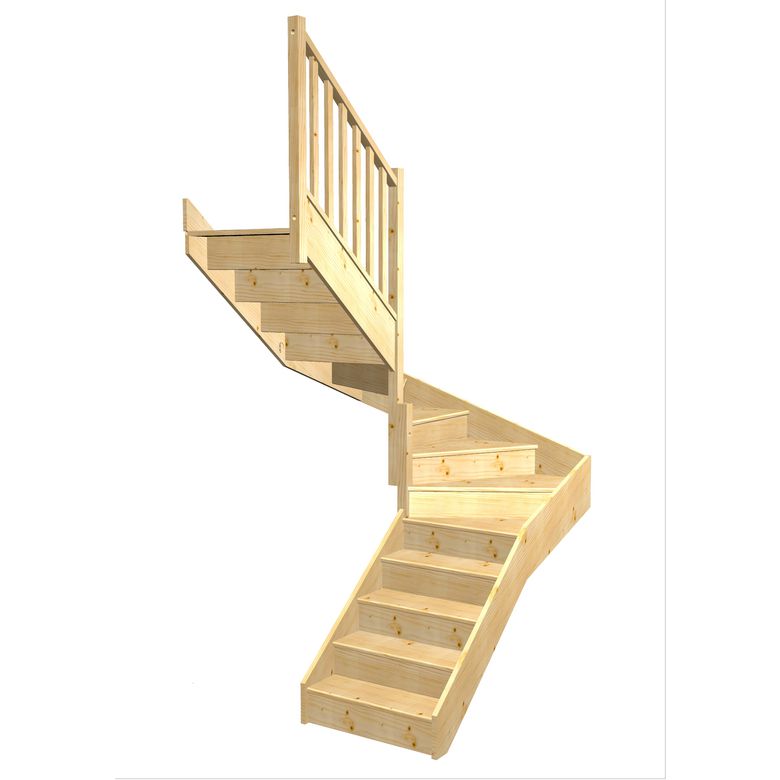 Escalier Faubourg 2/4 t. inter Sapin Moulure  h.274 R.180 Gauche Main Image