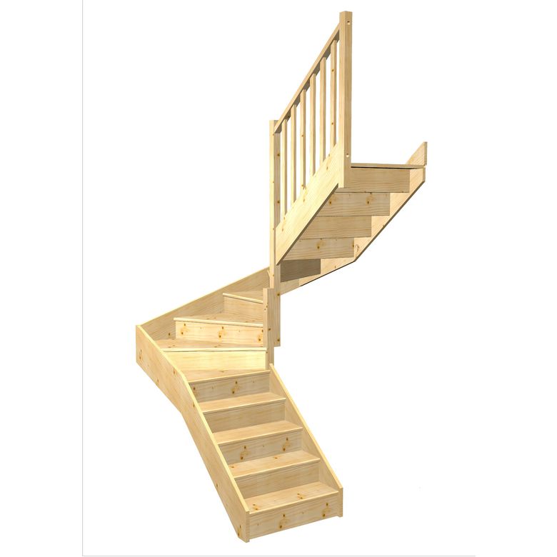Escalier Faubourg 2/4 t. inter Sapin S/Rampe  h.274 R.180 Droite Main Image