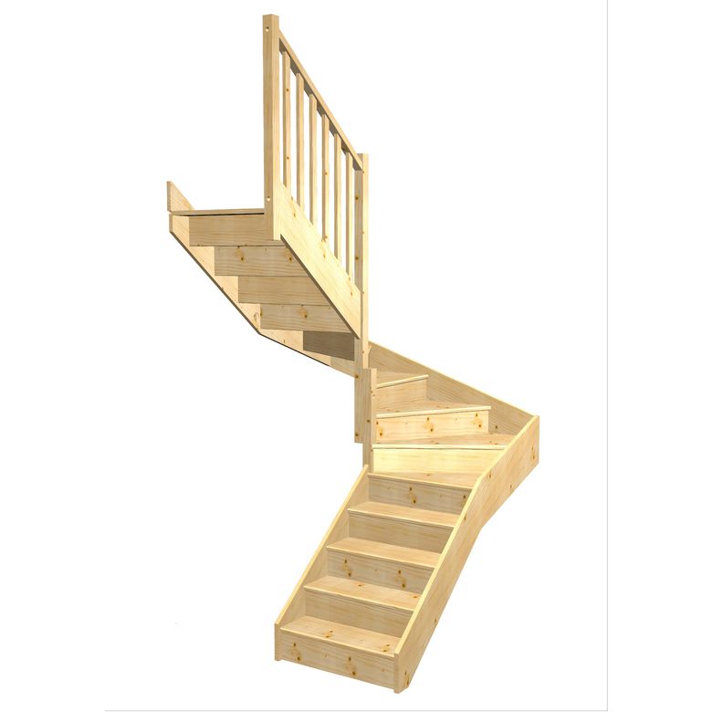 Escalier Faubourg 2/4 t. inter Sapin S/Rampe  h.274 R.180 Gauche Main Image