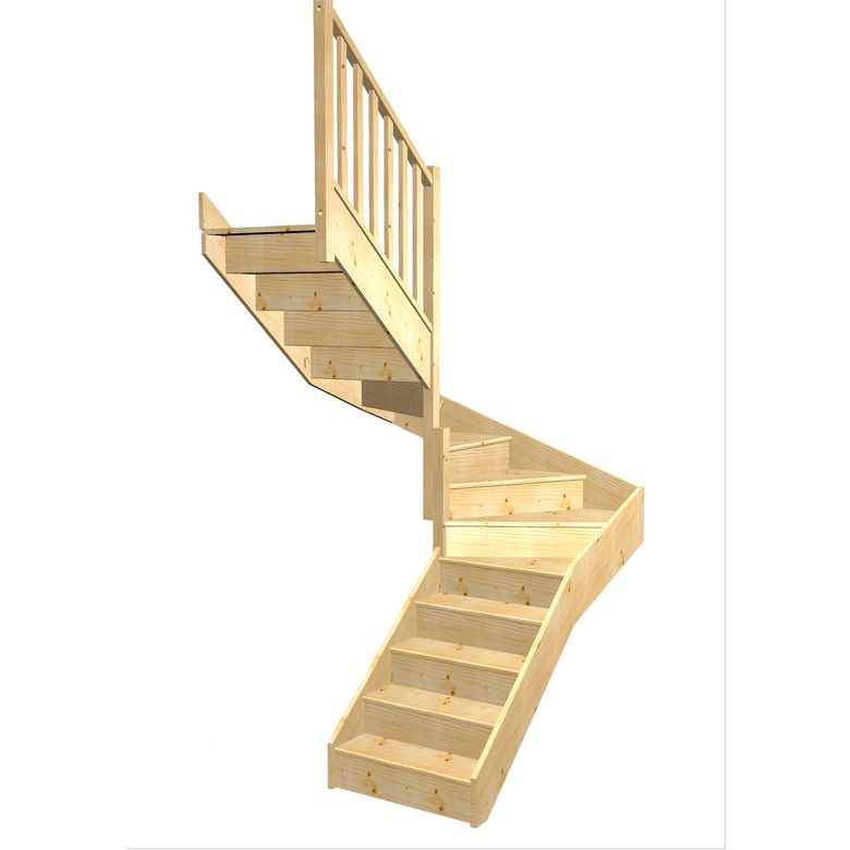 Escalier Faubourg 2/4 t. inter Sapin Moulure  h.286 R.180 Gauche Main Image