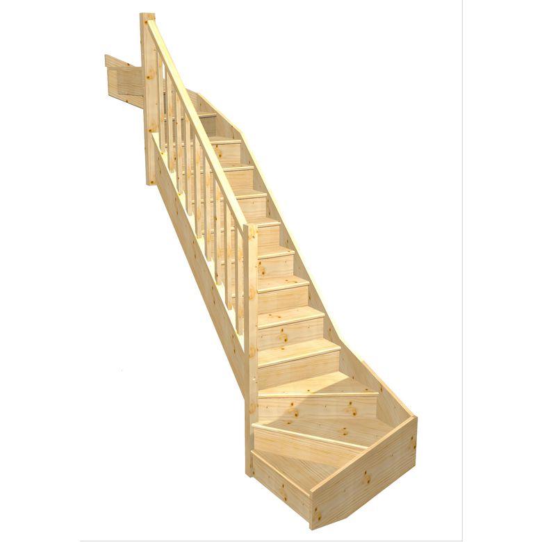Escalier Faubourg 2/4 t. haut et bas Sapin Moulure  h.274 R.85 Gauche Main Image