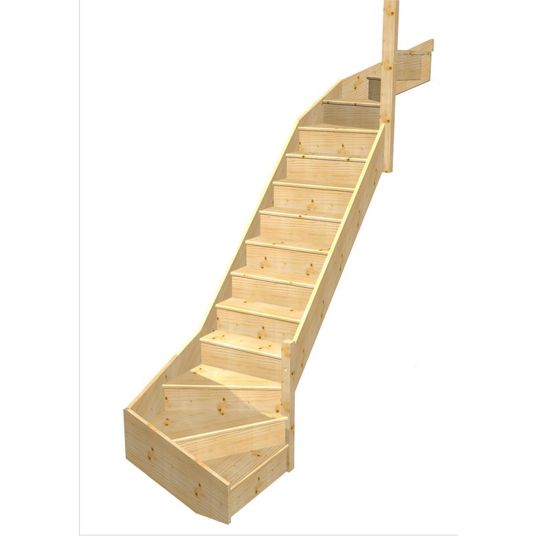 Escalier Faubourg 2/4 t. haut et bas Sapin S/Rampe  h.286 R.85 Droite Main Image