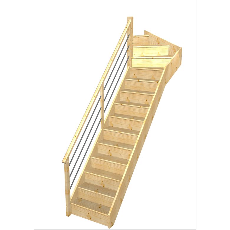 Escalier Faubourg quart tournant haut rampe Régate tubes acier
