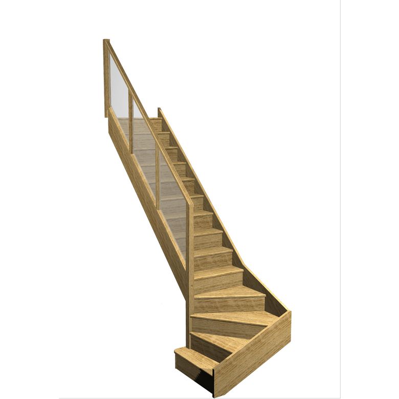 Escalier Faubourg quart tournant bas marche débordante rampe Emerence