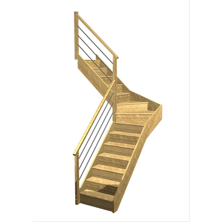 Escalier Faubourg quart tournant intermédiaire rampe Régate tubes acier