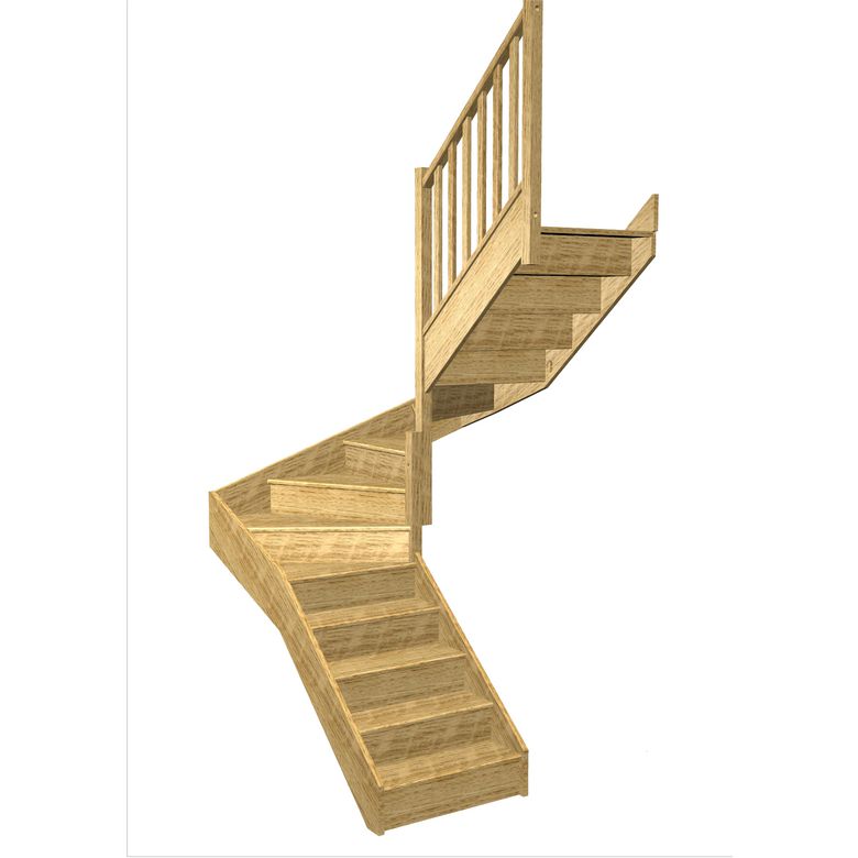 Escalier Faubourg double quart tournant intermédiaire rampe Moulure