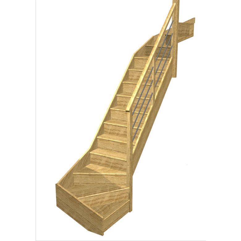 Escalier Faubourg double quart tournant haut & bas rampe Régate tubes acier
