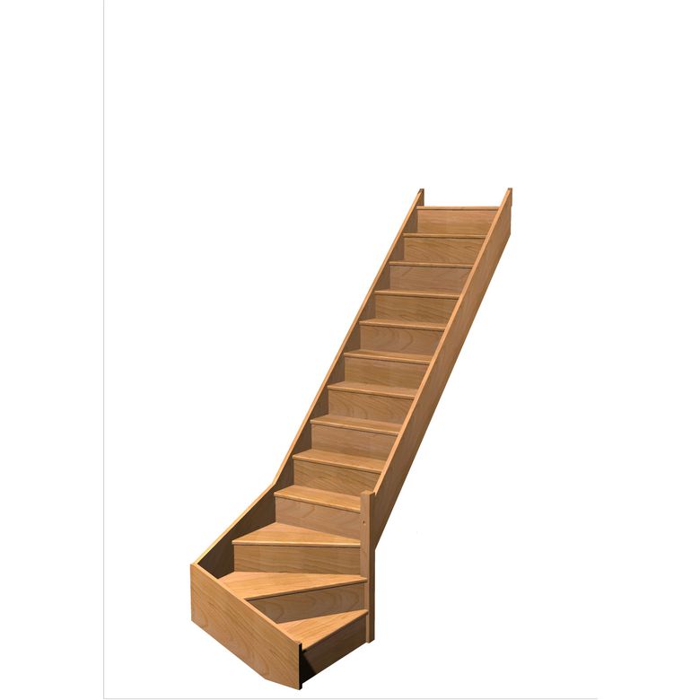 Escalier Faubourg 1/4 t. bas Hêtre S/Rampe h.274 R.280 Droite Main Image