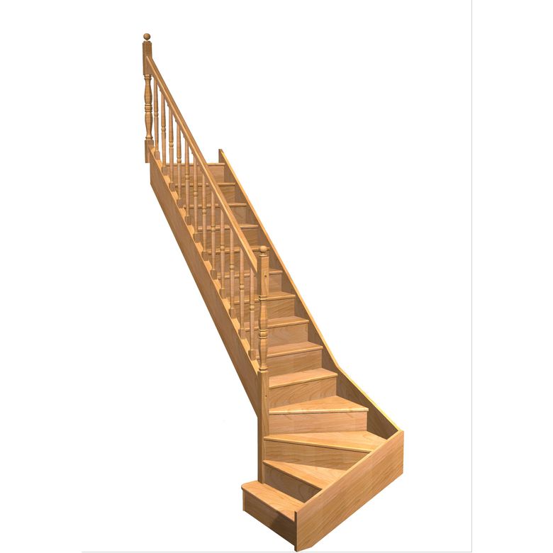 Escalier Faubourg 1/4 t. bas déb. Hêtre Antique  h.274 R.280 Gauche Main Image