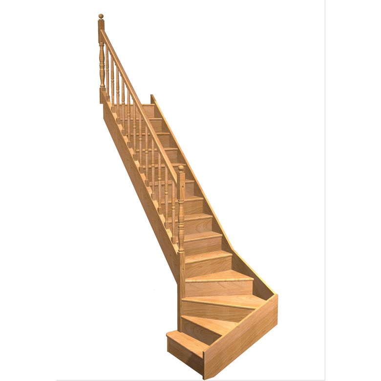 Escalier Faubourg 1/4 t. bas déb. Hêtre Antique  h.286 R.280 Gauche Main Image