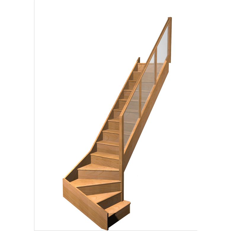 Escalier Faubourg quart tournant bas marche débordante rampe Emerence