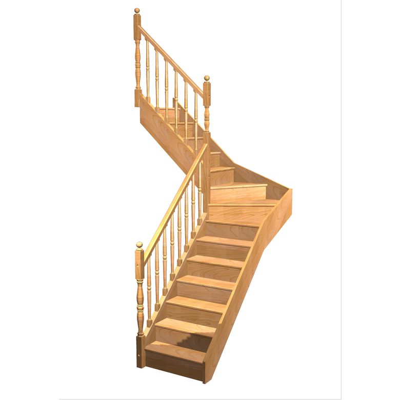 Escalier Faubourg 1/4 t. inter Hêtre Antique  h.274 R.176 Gauche Main Image