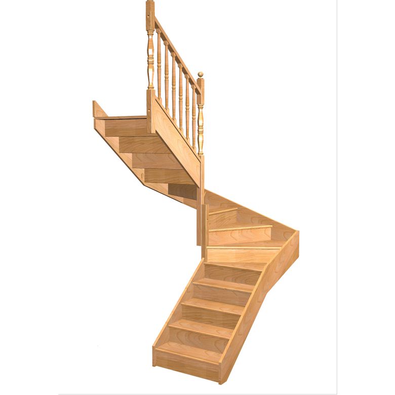 Escalier Faubourg double quart tournant intermédiaire rampe Antique
